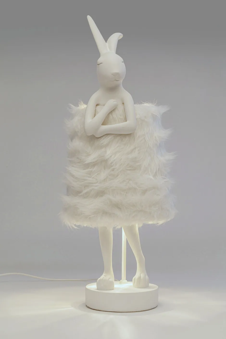KARE Tischleuchte Animal Rabbit Fur Weiß/Silber 68cm
