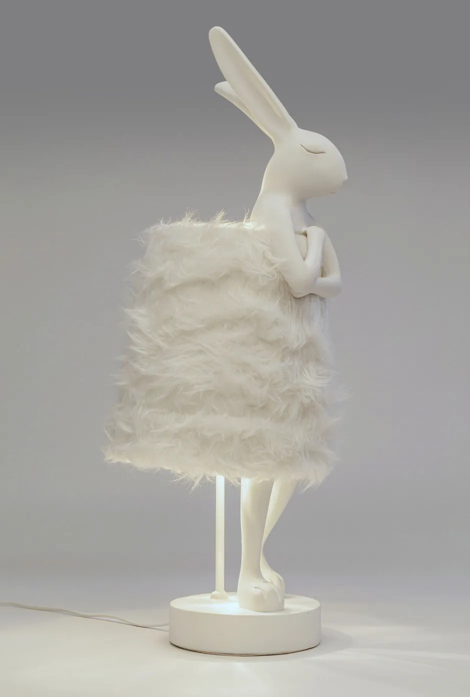 KARE Tischleuchte Animal Rabbit Fur Weiß/Silber 68cm