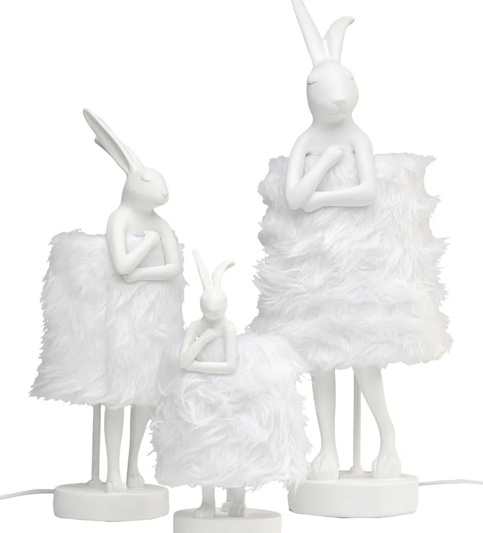 KARE Tischleuchte Animal Rabbit Fur Weiß/Silber 68cm