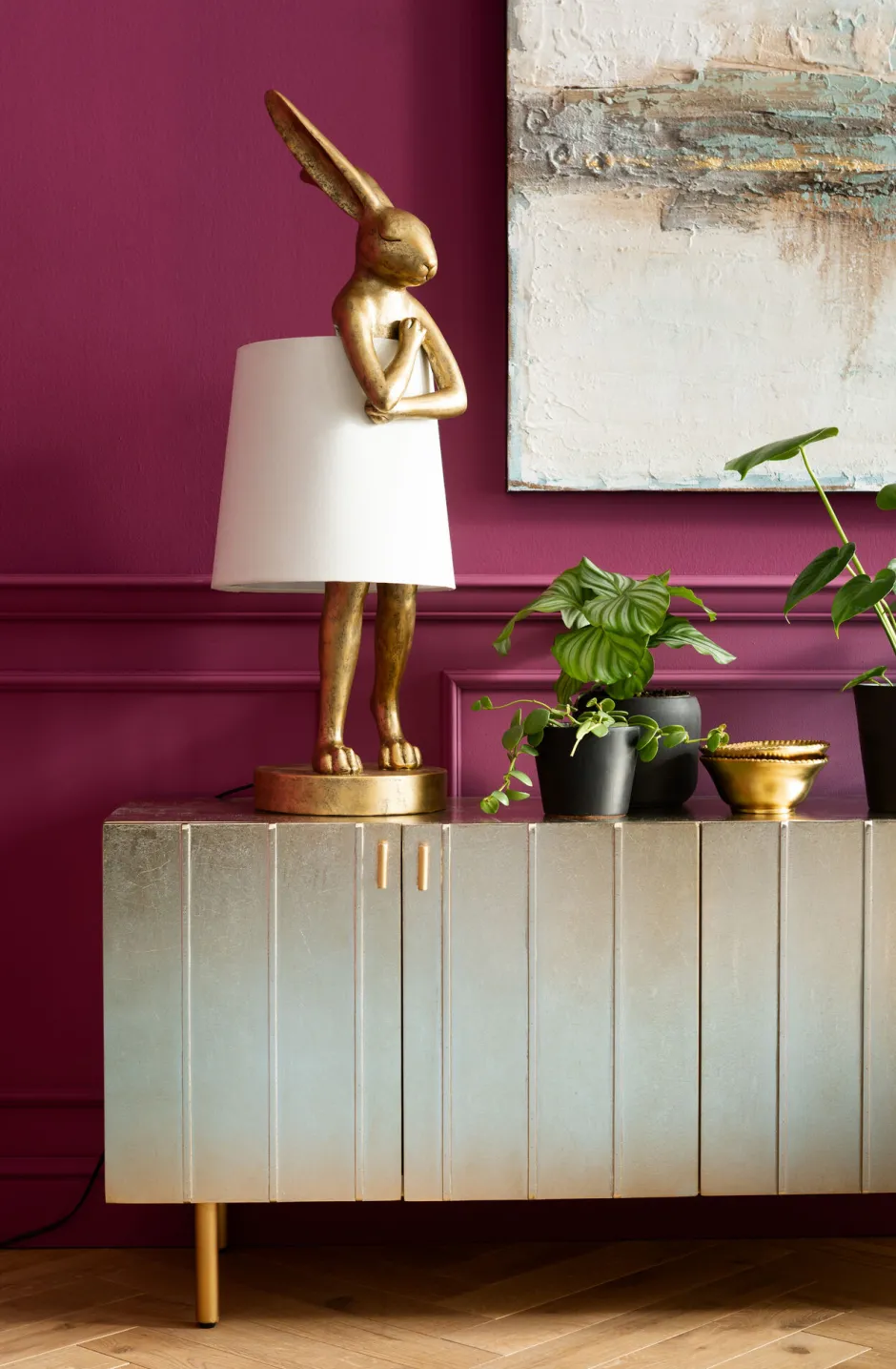 KARE Tischleuchte Animal Rabbit Gold/Weiß 88cm