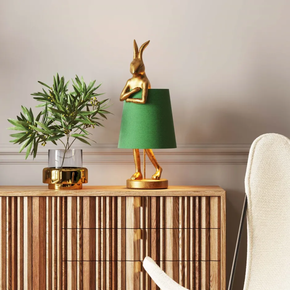 KARE Tischleuchte Animal Rabbit Gold/Grün 68cm
