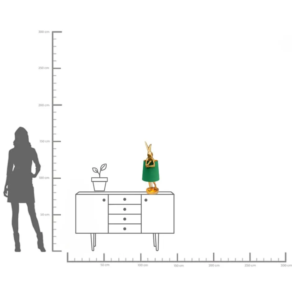 KARE Tischleuchte Animal Rabbit Gold/Grün 68cm