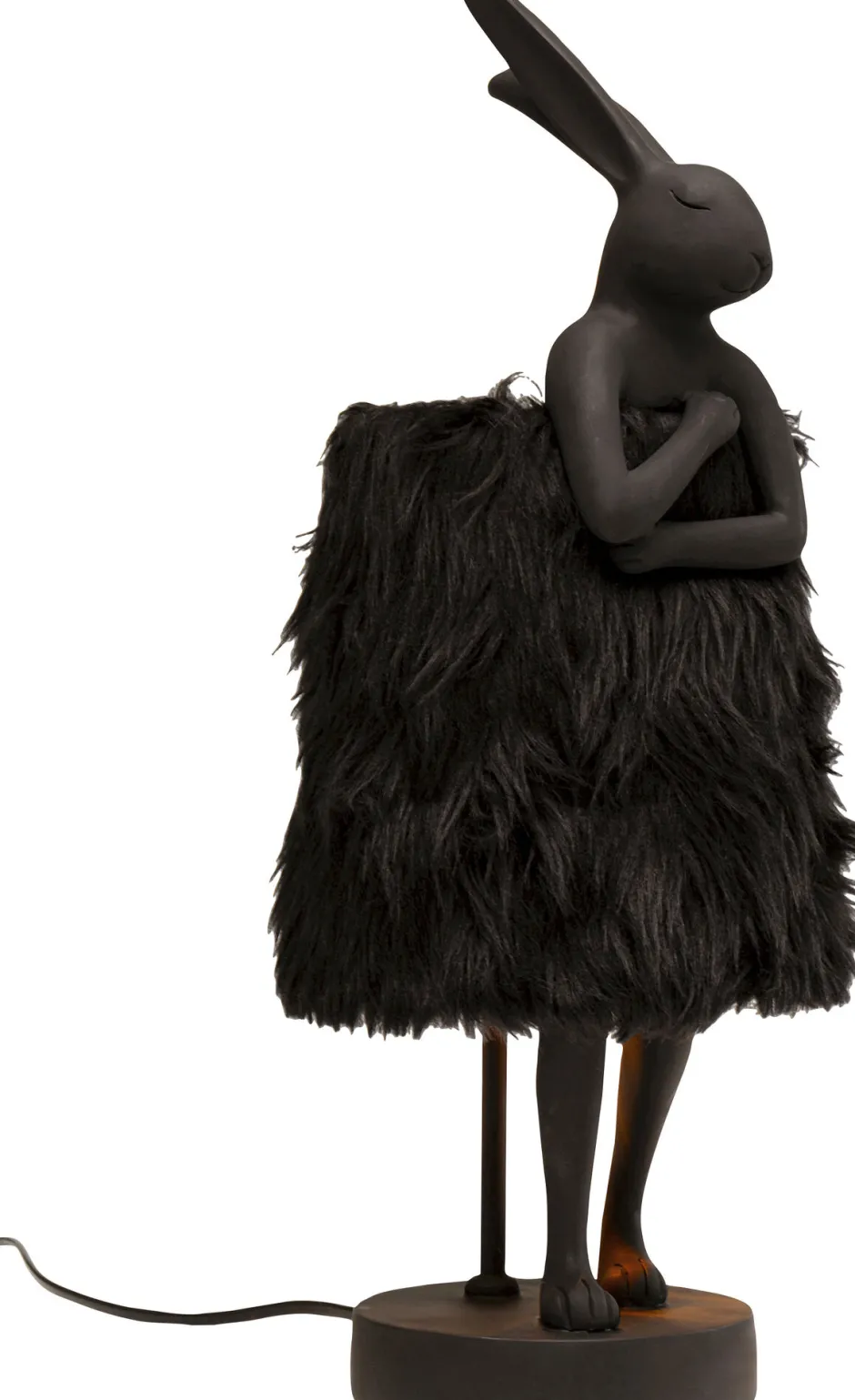 KARE Tischleuchte Animal Rabbit Fur Schwarz/Gold 50cm