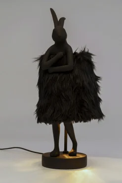 KARE Tischleuchte Animal Rabbit Fur Schwarz/Gold 50cm