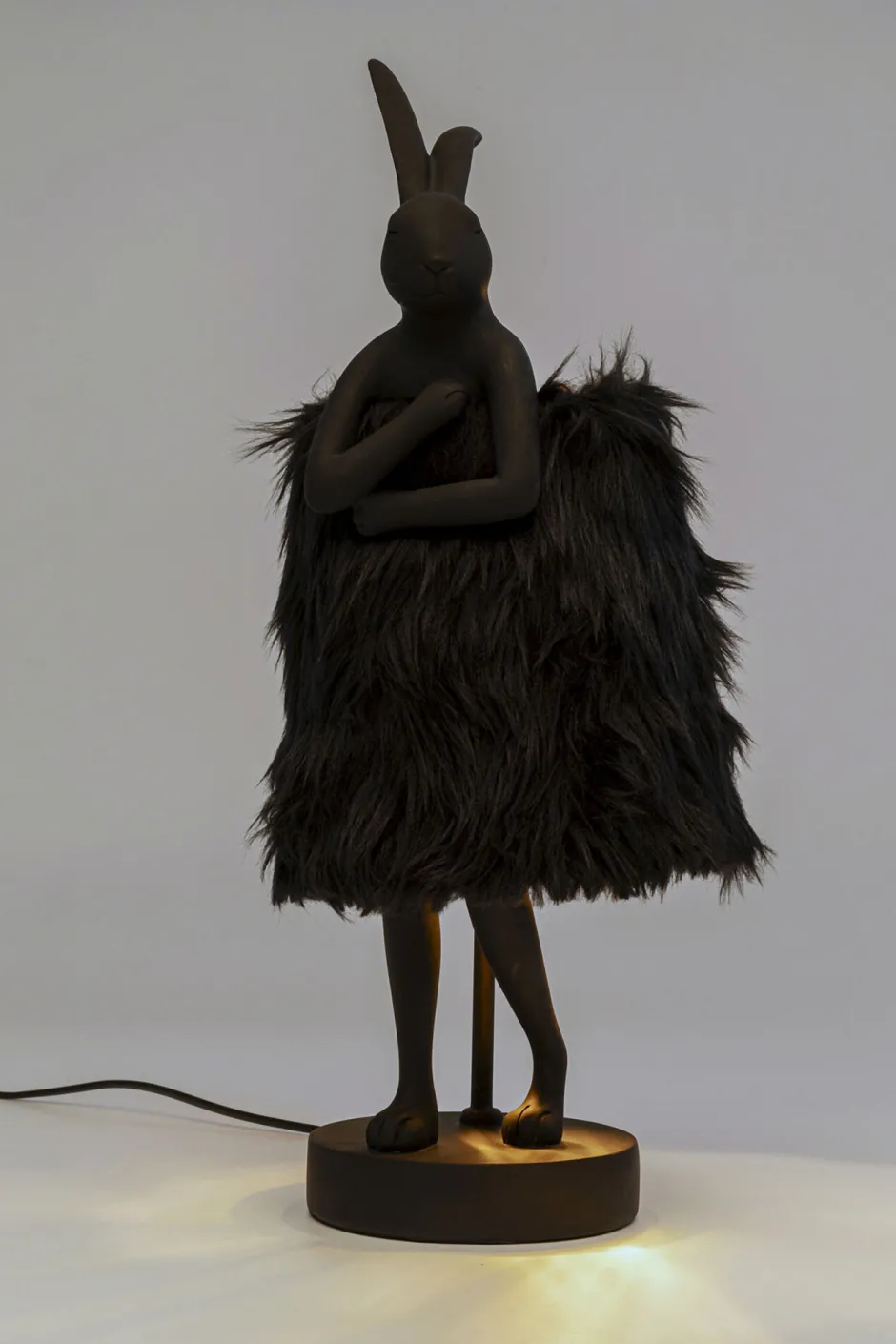 KARE Tischleuchte Animal Rabbit Fur Schwarz/Gold 50cm