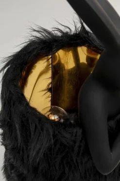 KARE Tischleuchte Animal Rabbit Fur Schwarz/Gold 50cm