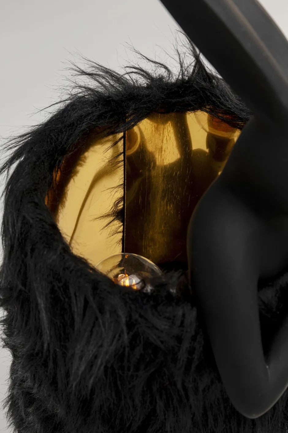 KARE Tischleuchte Animal Rabbit Fur Schwarz/Gold 50cm