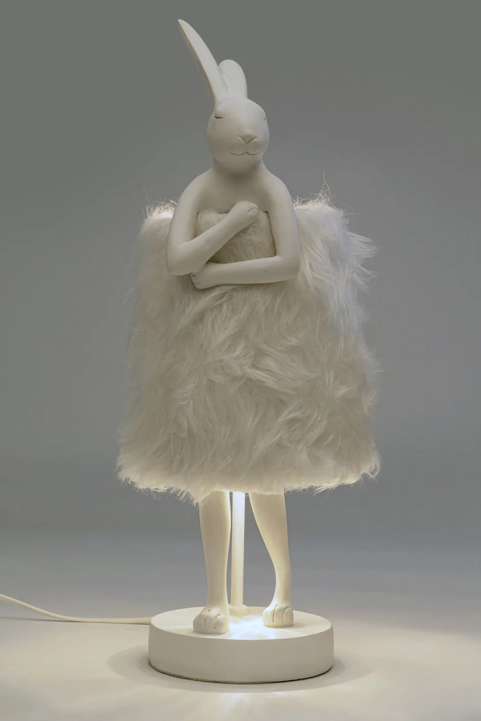 KARE Tischleuchte Animal Rabbit Fur Weiß/Silber 50cm