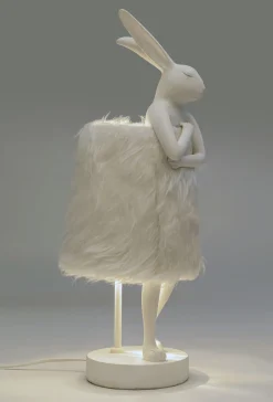 KARE Tischleuchte Animal Rabbit Fur Weiß/Silber 50cm