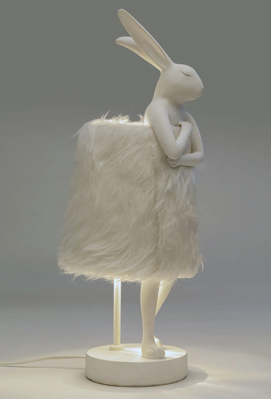 KARE Tischleuchte Animal Rabbit Fur Weiß/Silber 50cm