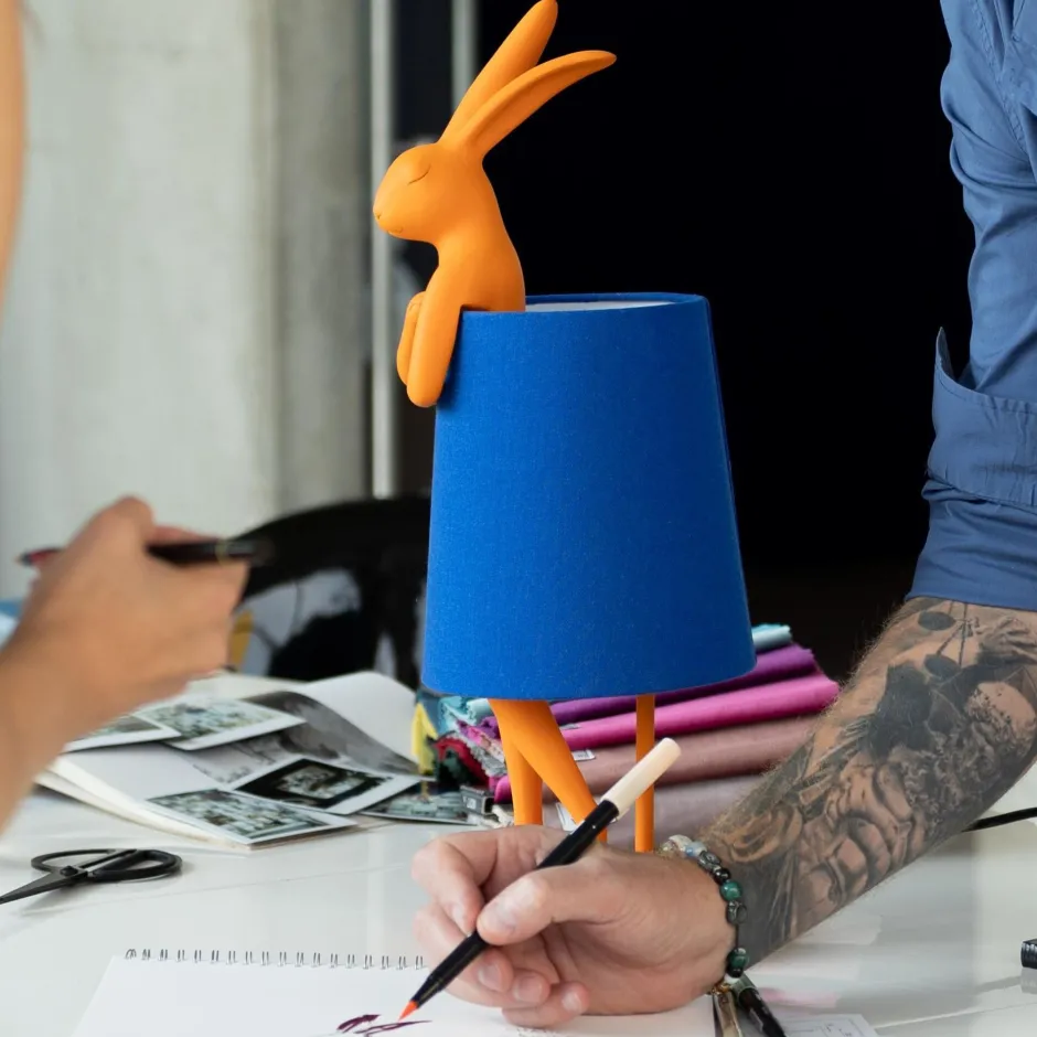 KARE Tischleuchte Animal Rabbit Orange/Blau 50cm