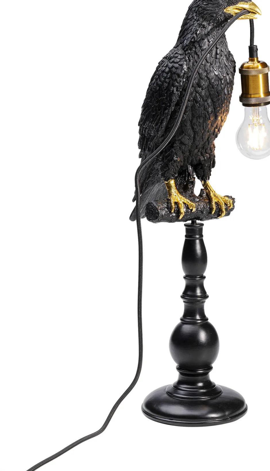 KARE Tischleuchte Animal Sitting Crow Matt Schwarz 61cm