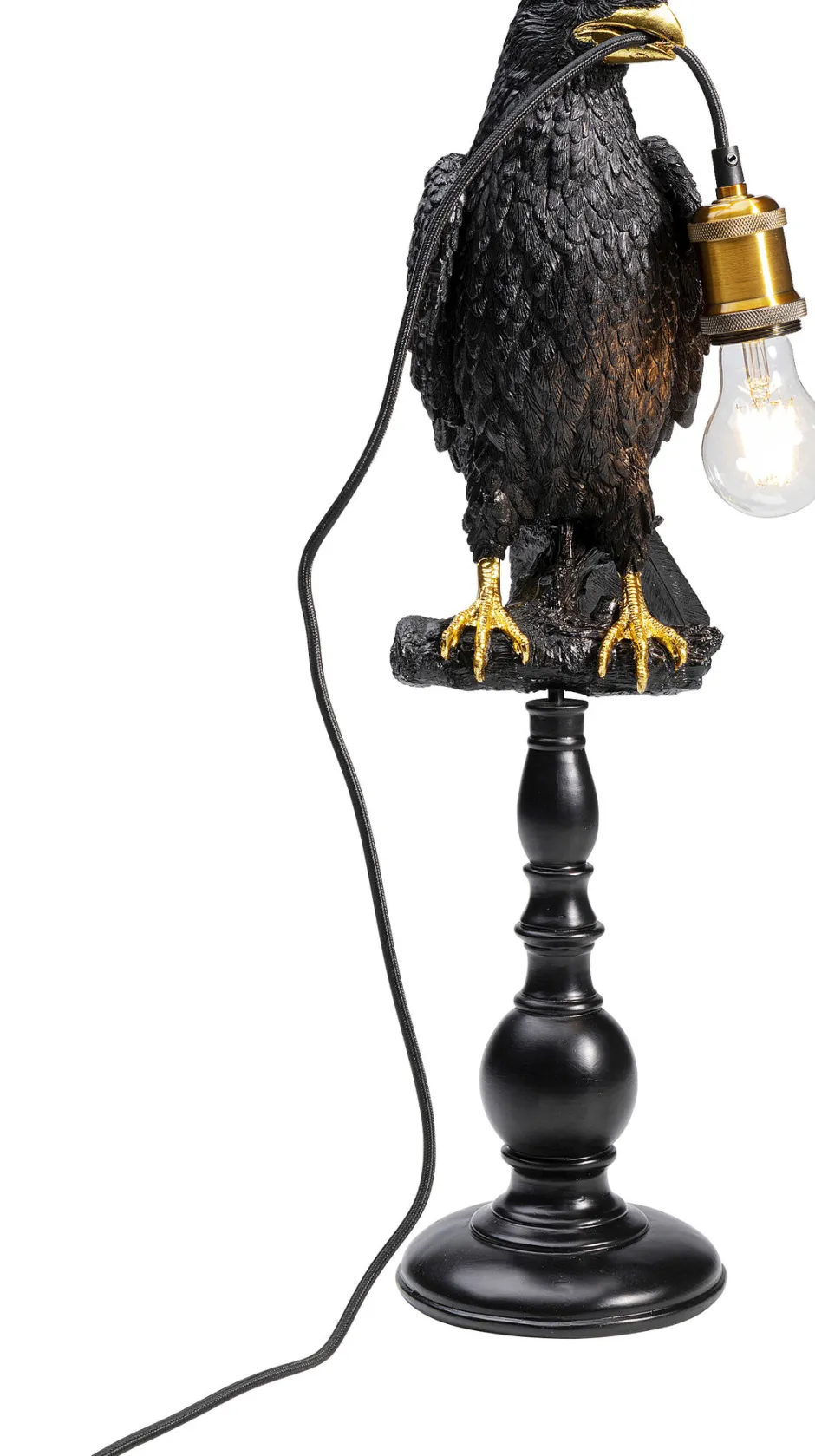 KARE Tischleuchte Animal Sitting Crow Matt Schwarz 61cm