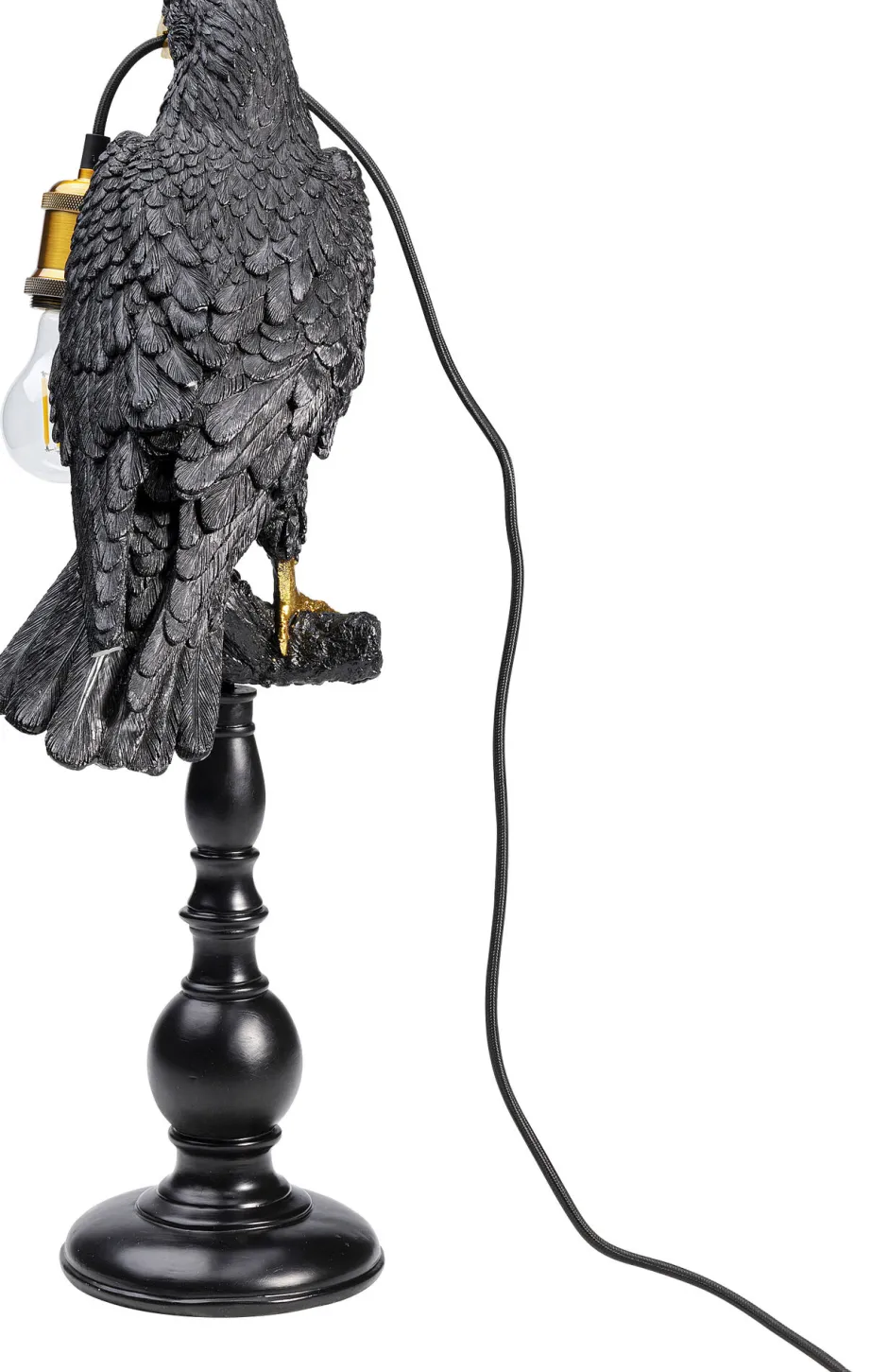 KARE Tischleuchte Animal Sitting Crow Matt Schwarz 61cm