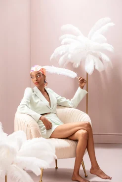 KARE Tischleuchte Feather Palm Weiß 60cm