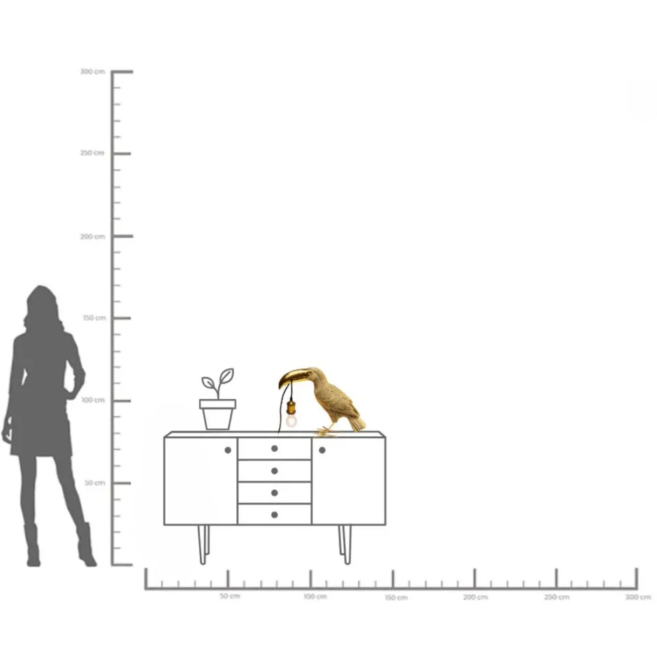 KARE Tischleuchte Toucan Gold 42cm
