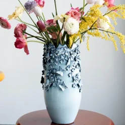 KARE Vase Butterflies Lightblue 50cm