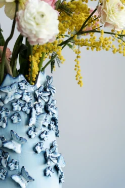 KARE Vase Butterflies Lightblue 50cm