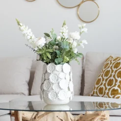 KARE Vase Sunflowers Weiß 30cm