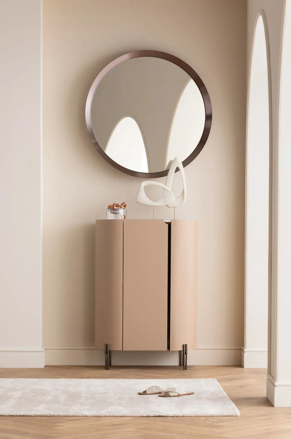 KARE Wandspiegel Arezzo Coffee Ø100cm