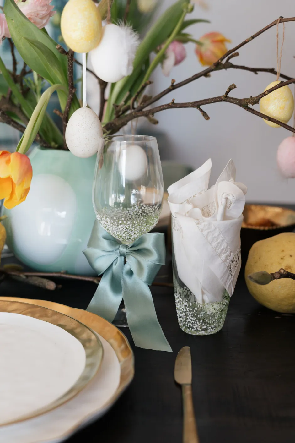 KARE Wasserglas Confetti Grün 15 cm