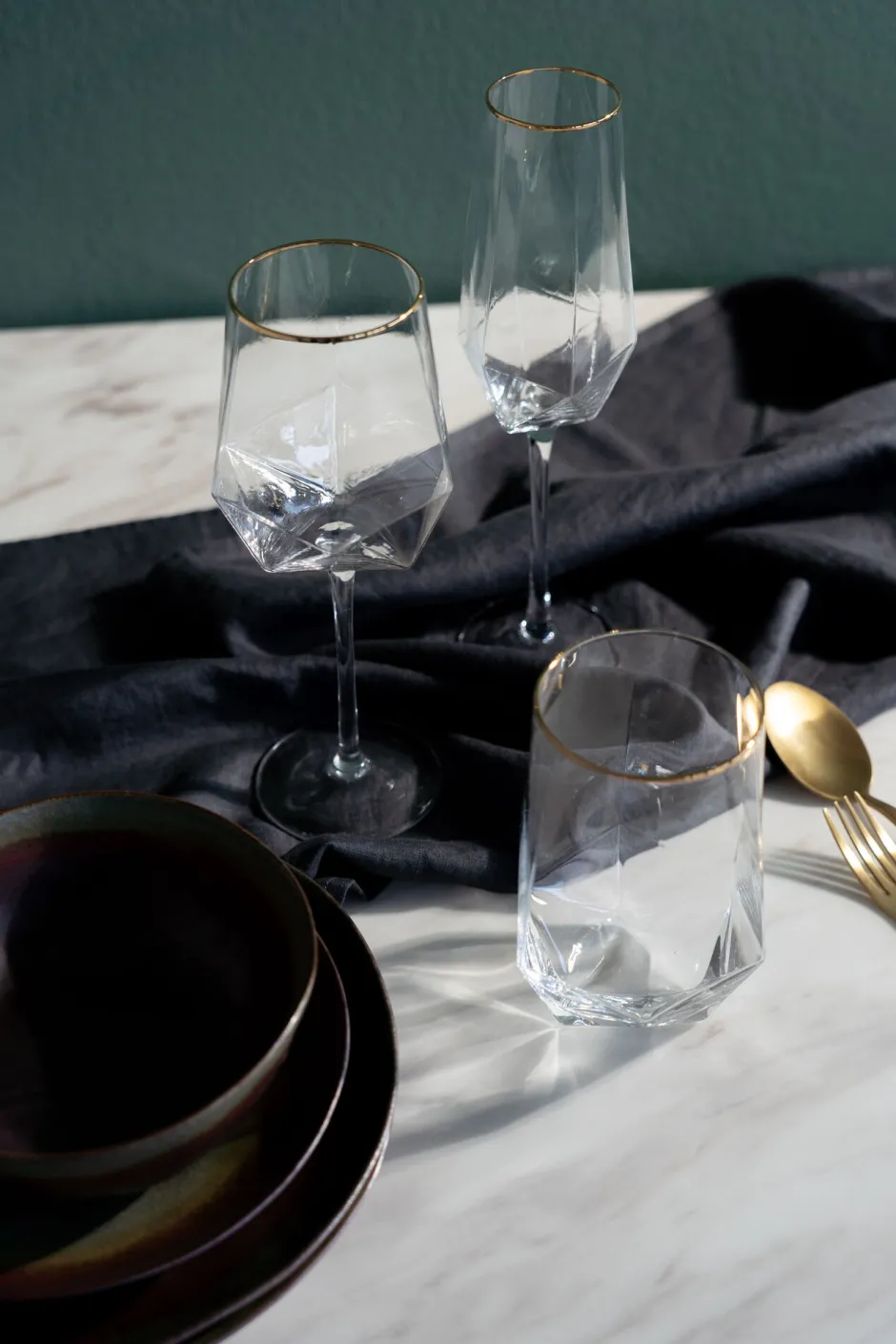 KARE Wasserglas Diamond Gold Rim